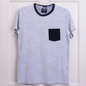 A&F Blue Flowing Waves/Van Gogh Style Strokes-Pattern Pocket T Shirt